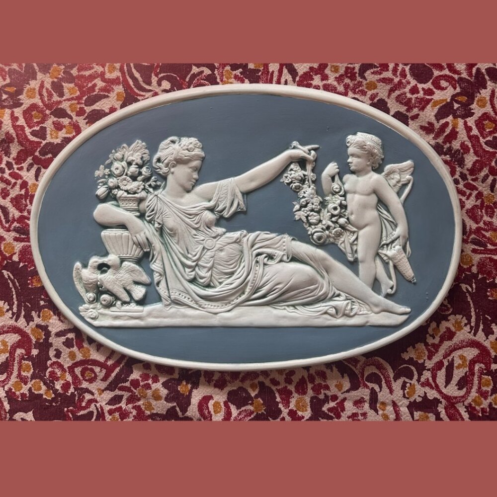 Antique Wedgwood Style Japserware Relief Plaque Greek / Roman